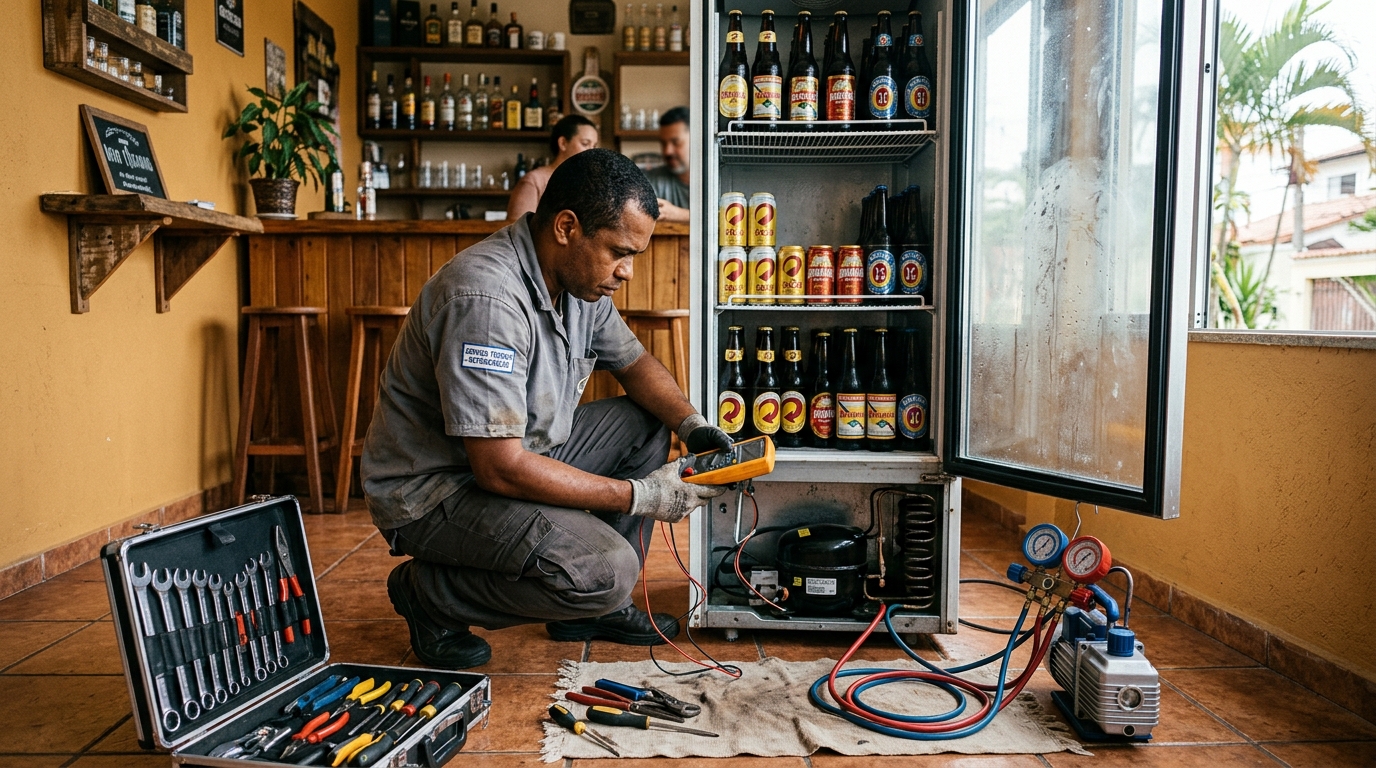 Substituição do termostato de uma cervejeira em Vitória da Conquista‑BA